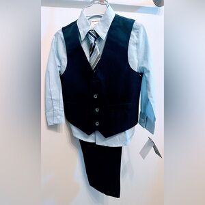 NWT Van Heusen Toddler Boys Sz 2T 4-pc. Blue Suit Set - Shirt, Tie, Vest, Pants